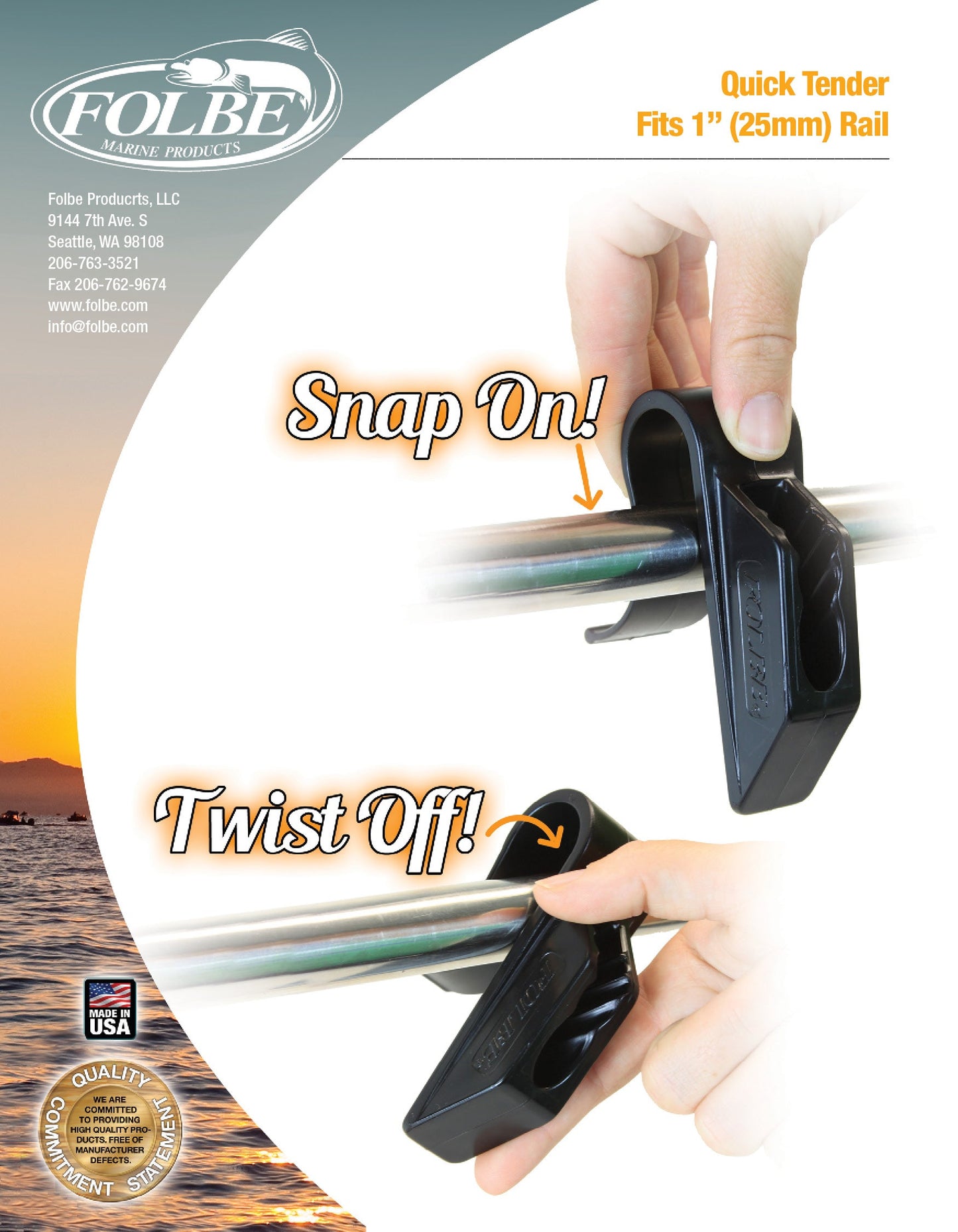 F036 - Quick Tender for 1" Rails (Set of 2) - Blue