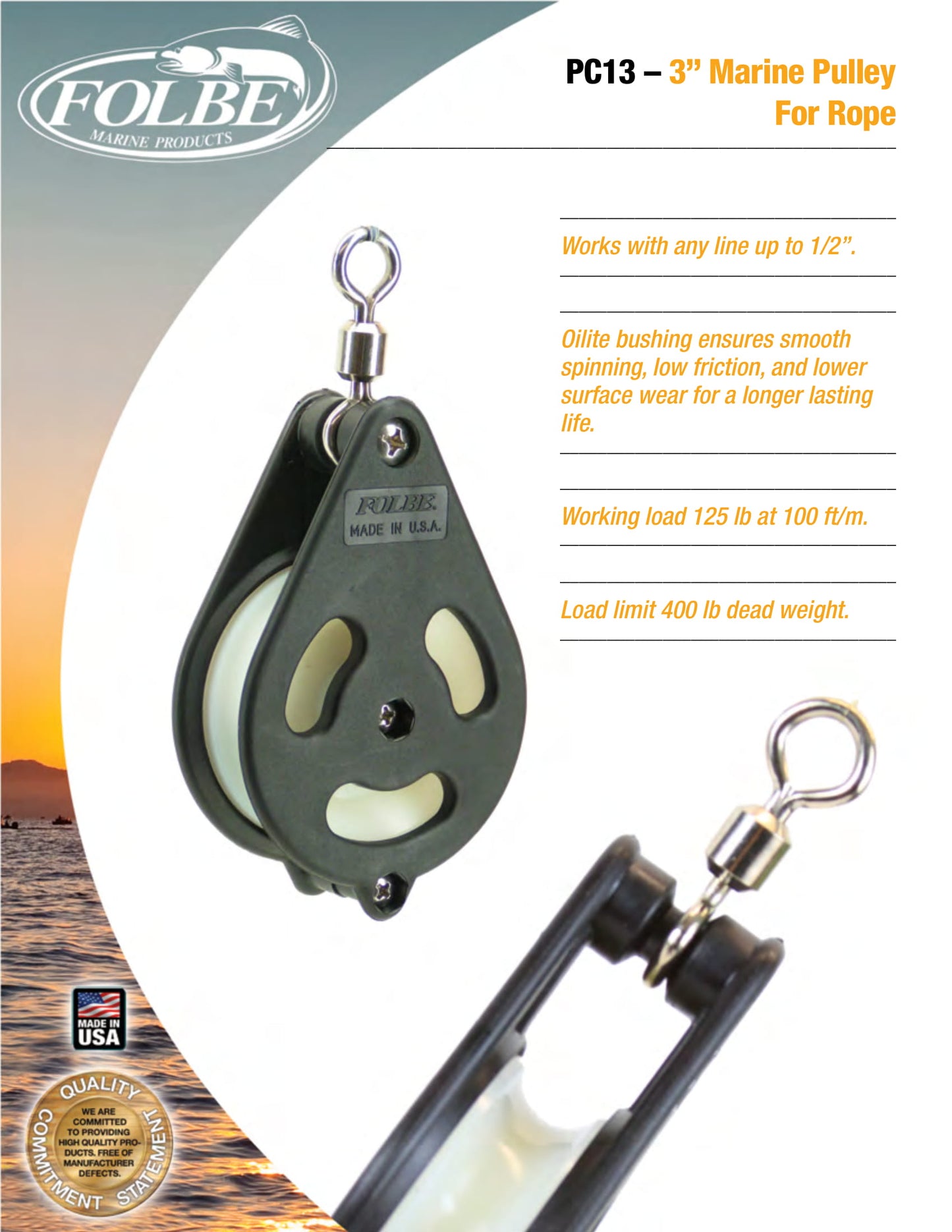 PC13 - 3" Rope Pulley