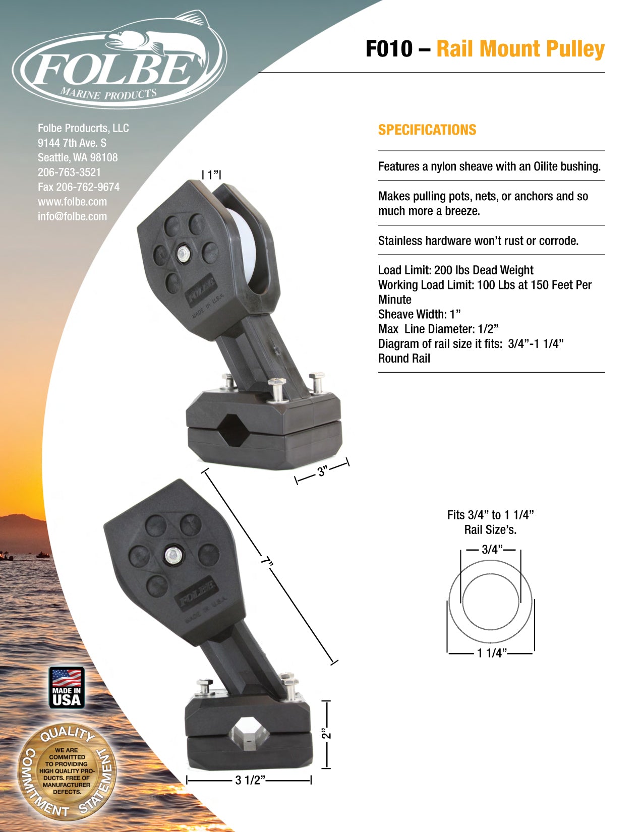 F010 - Rail Mount Pulley