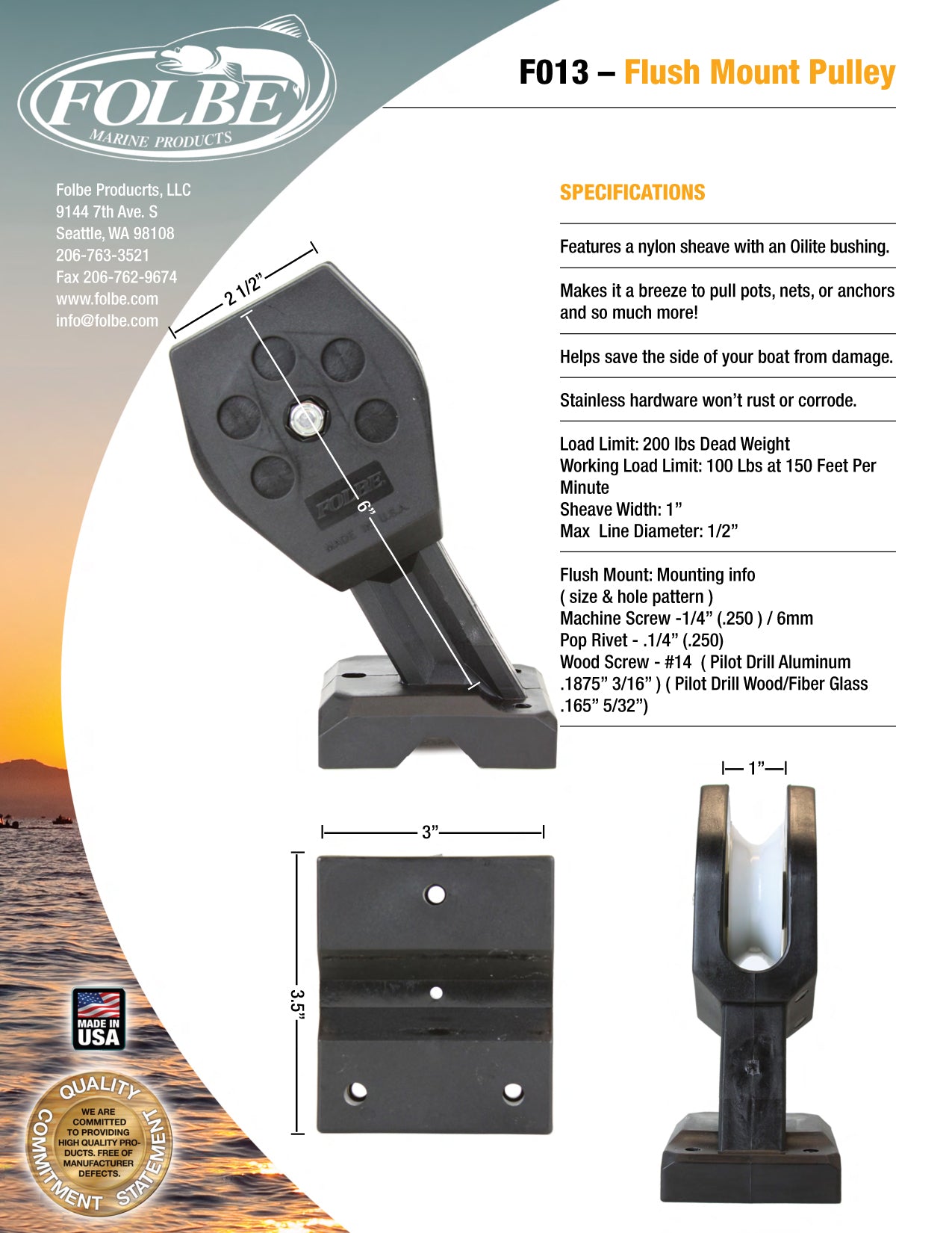 F013 - Deck Mount Pulley