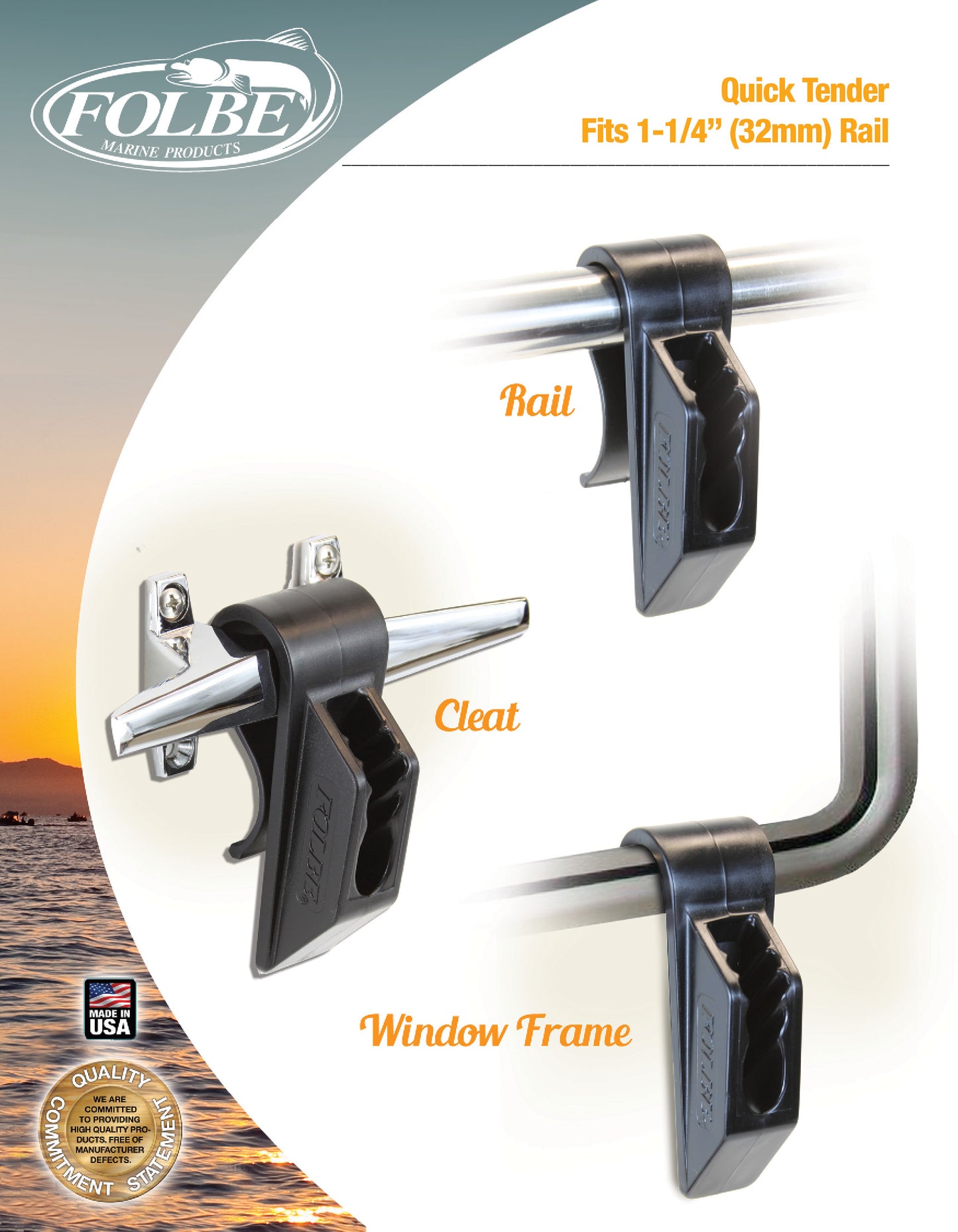 F041 - Quick Tenders for 1-1/4" Rails (Set of 2) - White