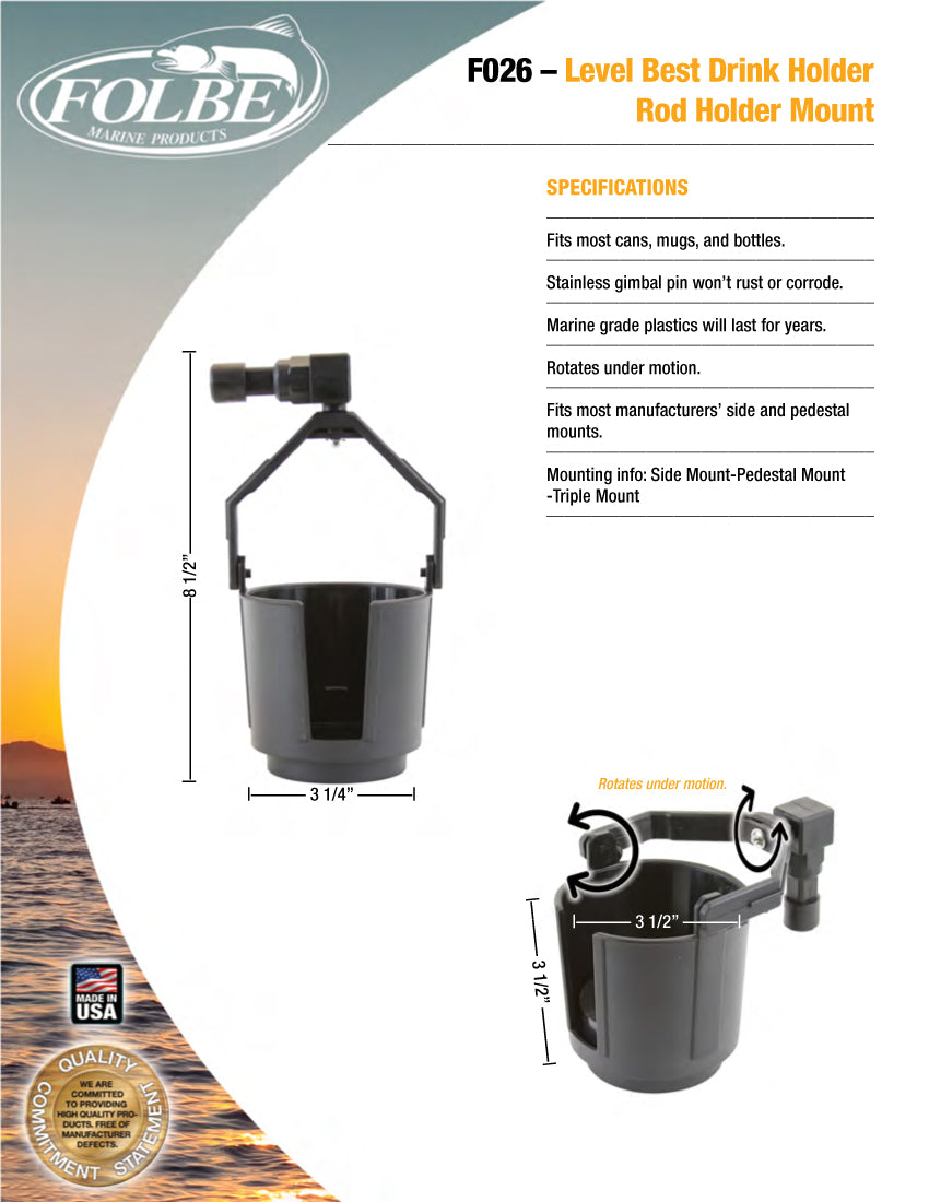 F026 - Level Best Drink Holder - Boat Mount
