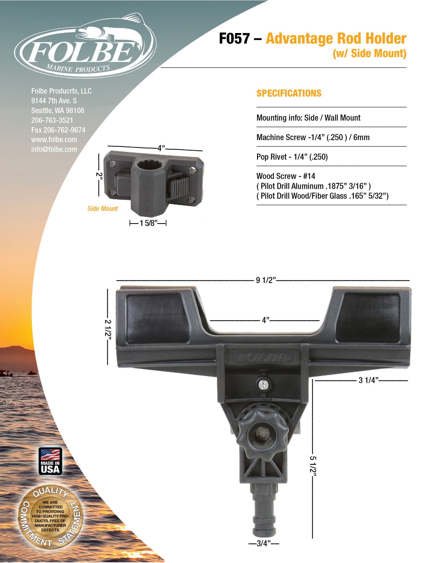 F057 - Advantage Rod Holder - Side Mount