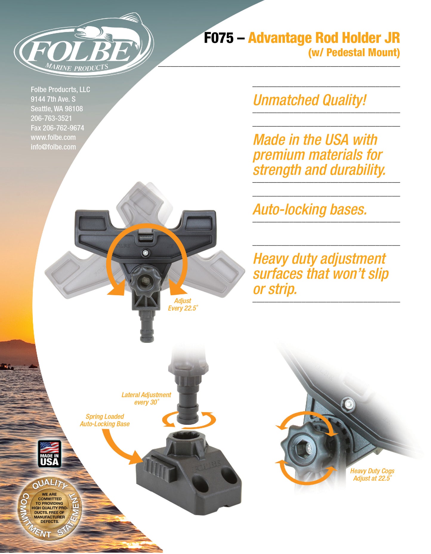F075 - JR Advantage Rod Holder - Pedestal Mount