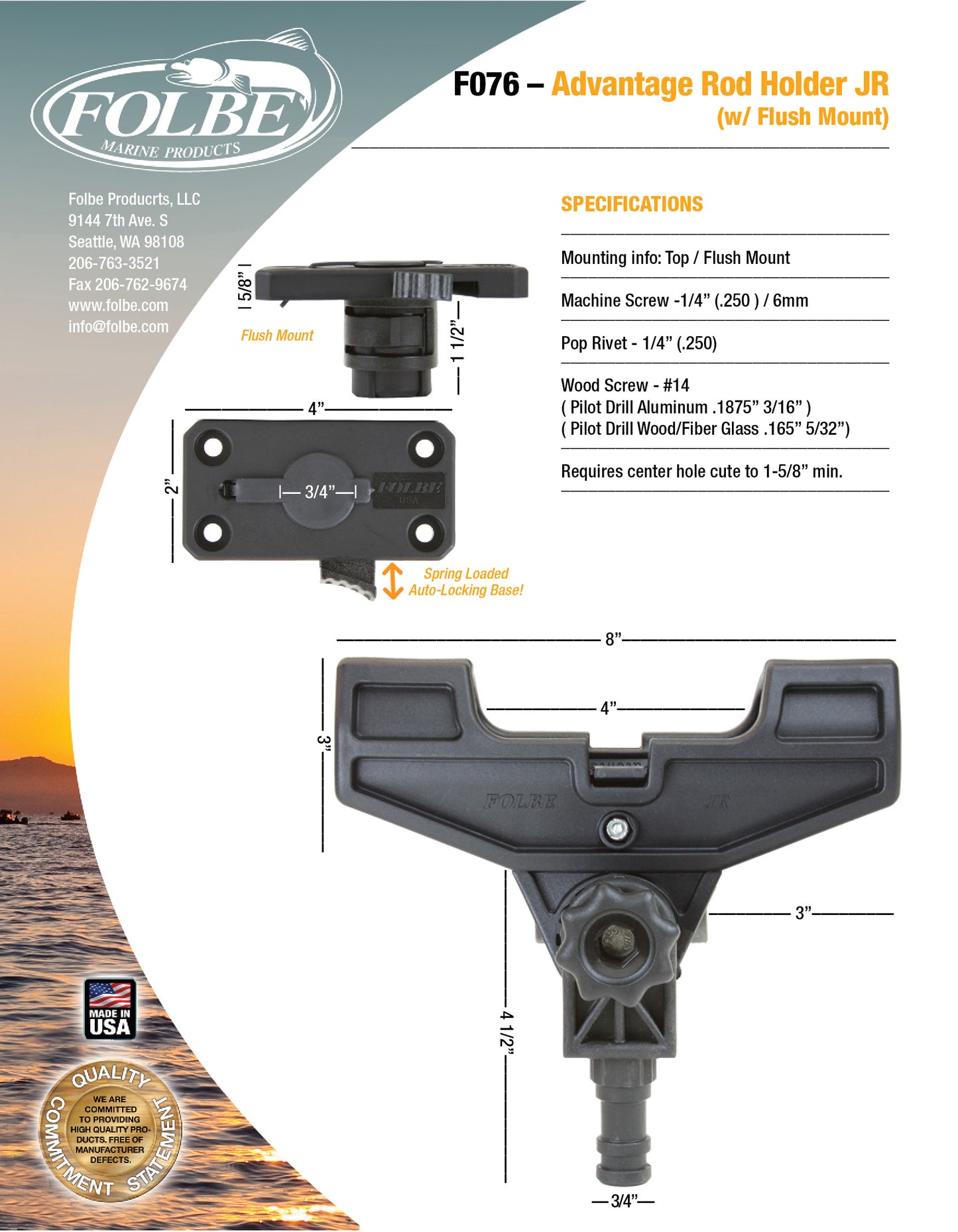 F076 - JR Advantage Rod Holder - Flush Mount