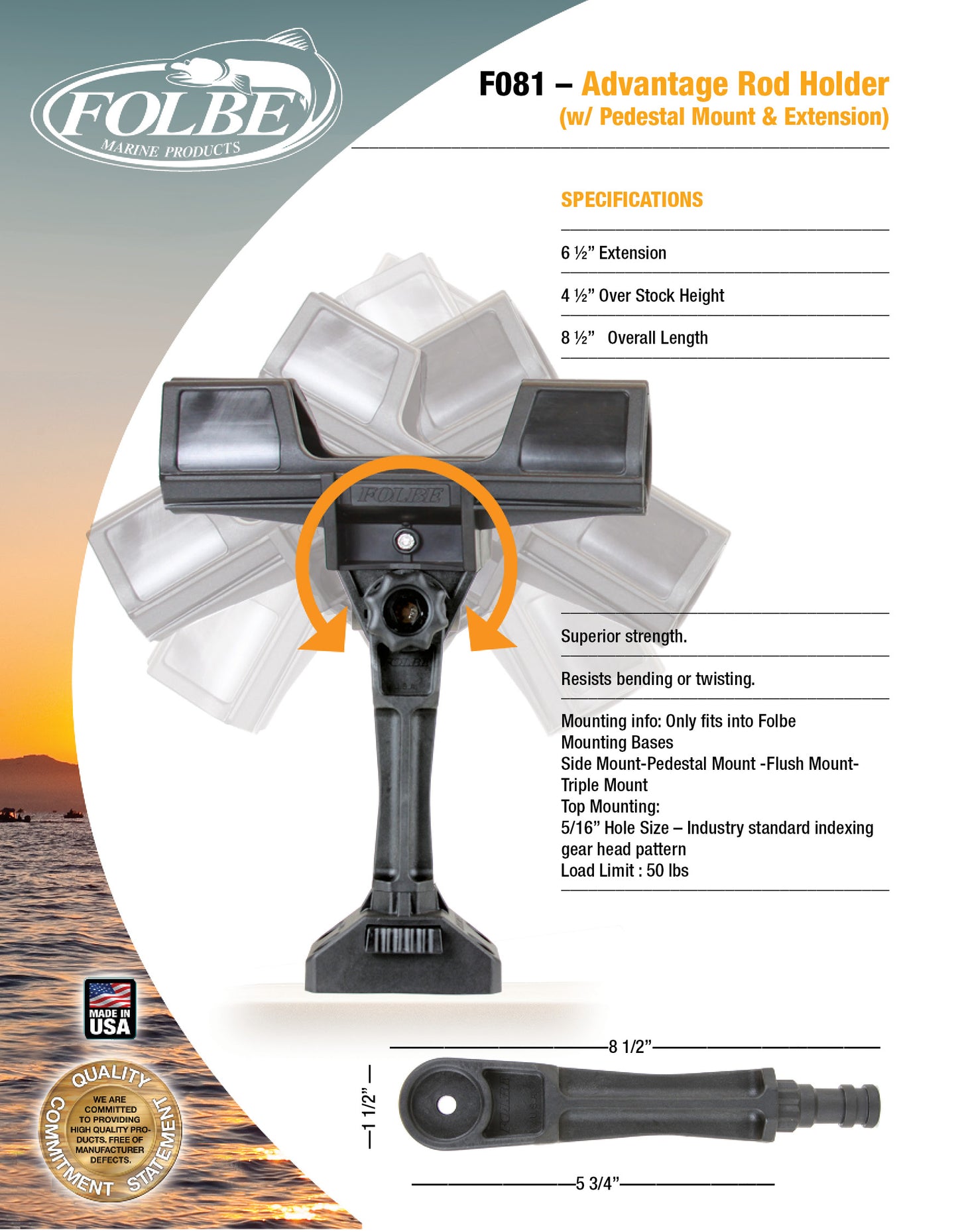 F081 - Advantage Extended Rod Holder with Pedestal Mount