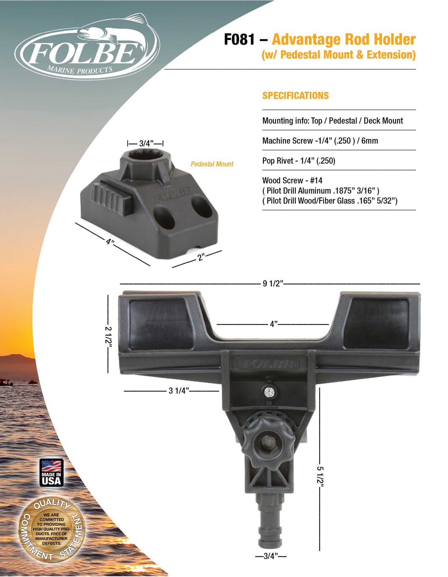 F081 - Advantage Extended Rod Holder with Pedestal Mount