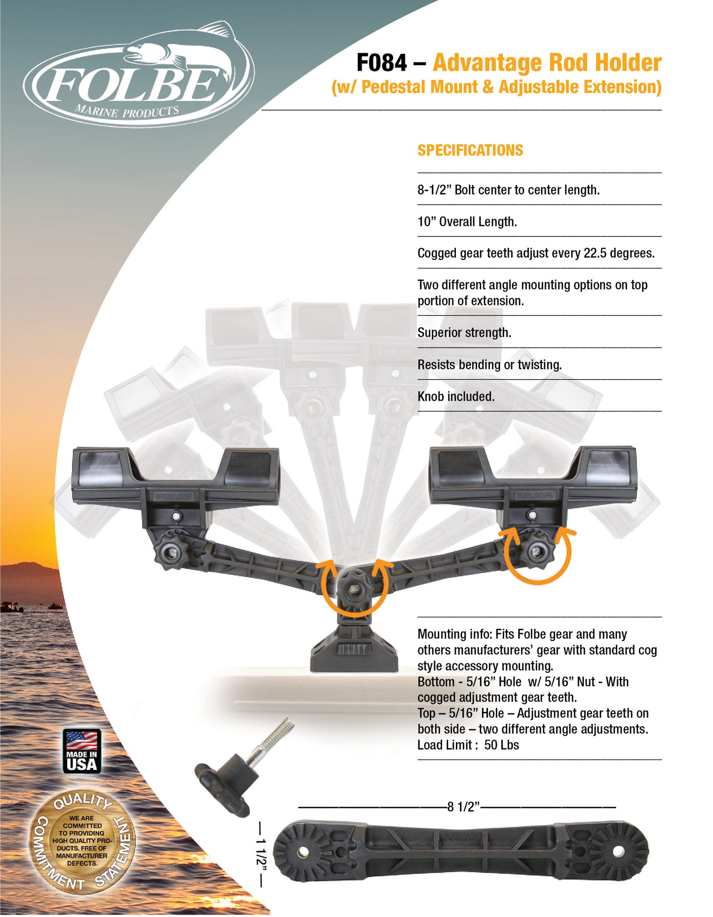 F084 - Advantage Adjustable Extension Post with Pedestal Mount