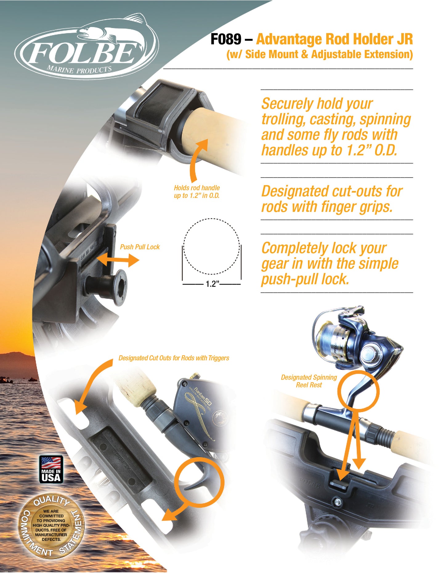 F089 - JR Advantage Adjustable Extended Rod Holder with Side Mount