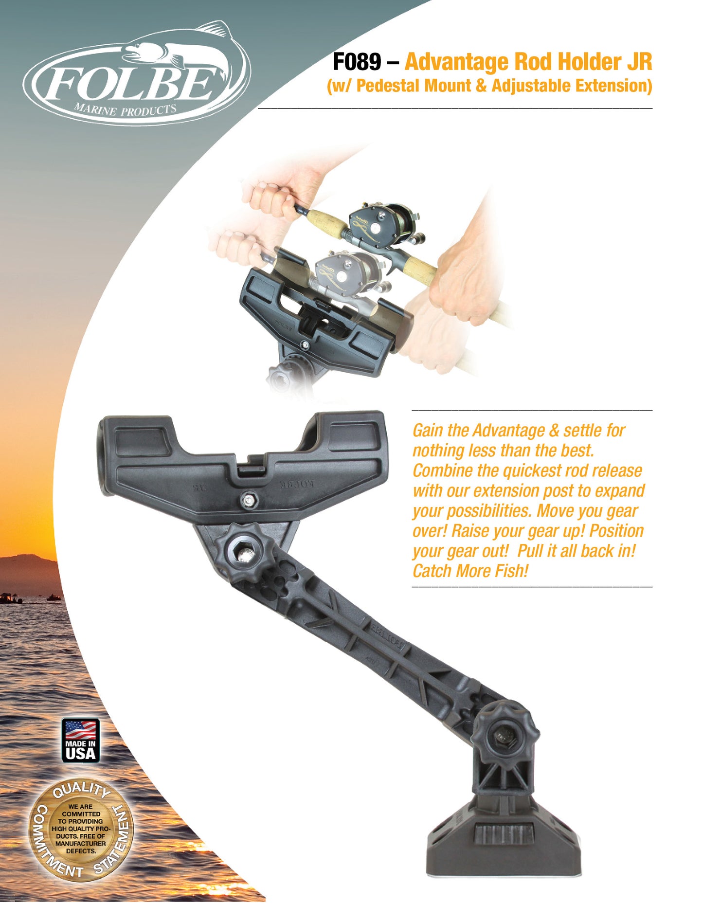 F090 - JR Advantage Adjustable Extended Rod Holder with Pedestal Mount