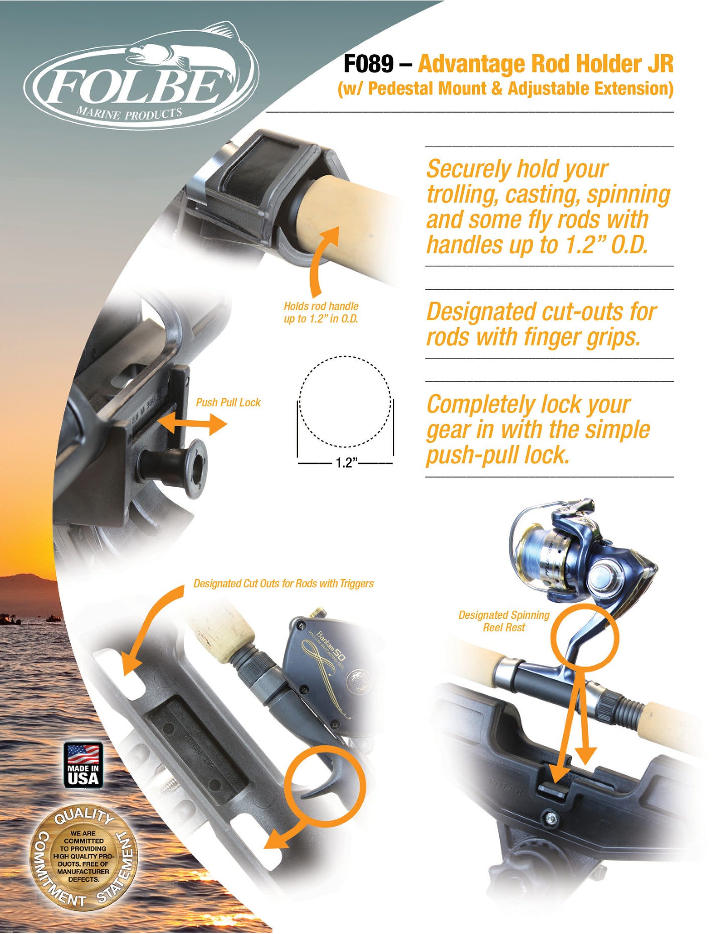 F090 - JR Advantage Adjustable Extended Rod Holder with Pedestal Mount